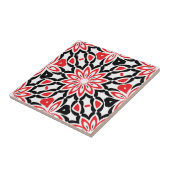 Red Black White Geometric Ethnic Kaleidoscopic Tegeltje (Zijkant)