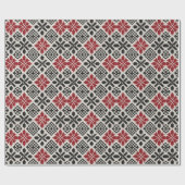 Red Black White Geometric Folk Pattern Cadeaupapier (Vlak)