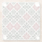 Red Black White Geometric Keffiyeh Folk Pattern Glazen Onderzetter (Achterkant)