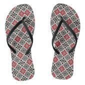 Red Black White Geometric Keffiyeh Folk Pattern Teenslippers (Voetbed)