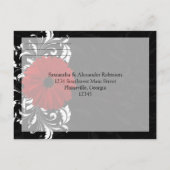 Red+Black+White Gerbera Daisy RSVP Reageer Uitnodiging Briefkaart (Achterkant)