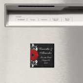 Red+Black+White Gerbera Daisy Save the Date/Favor Magneet (Insitu (Vaatwasser))
