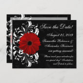 Red+Black+White Gerbera Daisy Sla de datum op Aankondigingskaart (Voorkant / Achterkant)