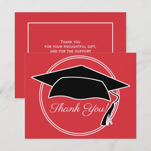 Red Black White Gradup Bedankkaart (Voorkant / Achterkant)