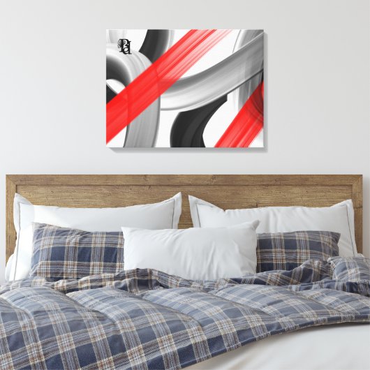 Red Black White Gray Abstract  Canvas Afdruk (Insitu (Slaapkamer))
