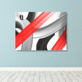 Red Black White Gray Abstract Canvas Afdruk (Insitu (Houten vloer))