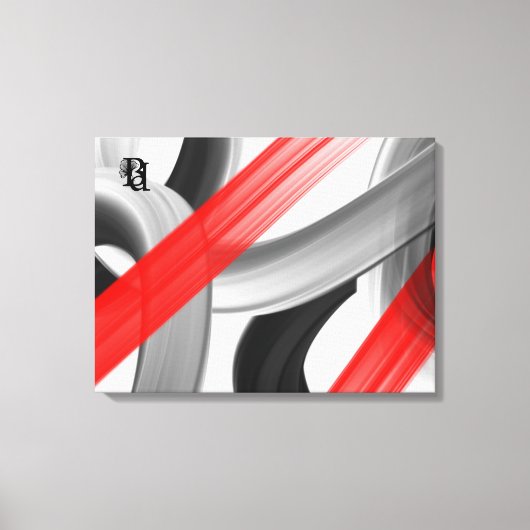 Red Black White Gray Abstract Canvas Afdruk (Voorkant)