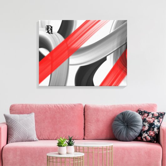Red Black White Gray Abstract  Canvas Afdruk (Insitu (Woonkamer))