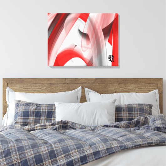 Red Black White Gray Abstract Canvas Afdruk (Insitu (Slaapkamer))