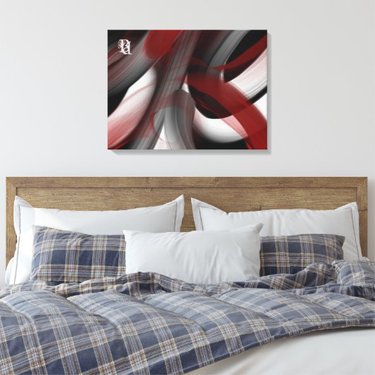 Red Black White Gray Abstract Canvas Afdruk (Insitu (Slaapkamer))