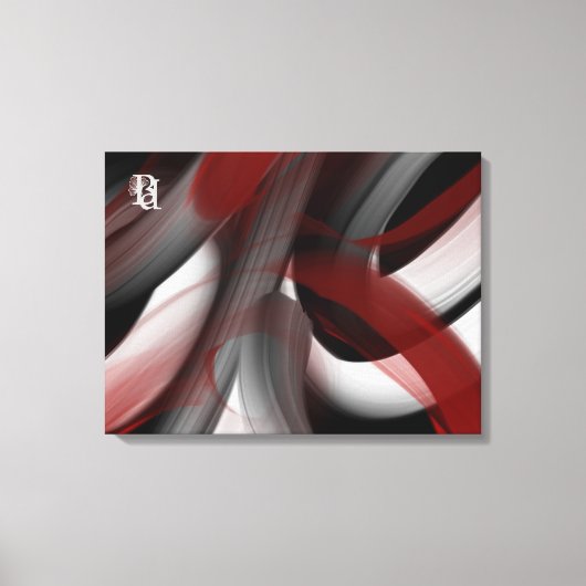 Red Black White Gray Abstract  Canvas Afdruk (Voorkant)