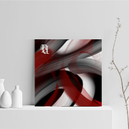 Red Black White Gray Abstract Canvas Afdruk