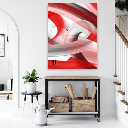 Red Black White Gray Abstract Canvas Afdruk