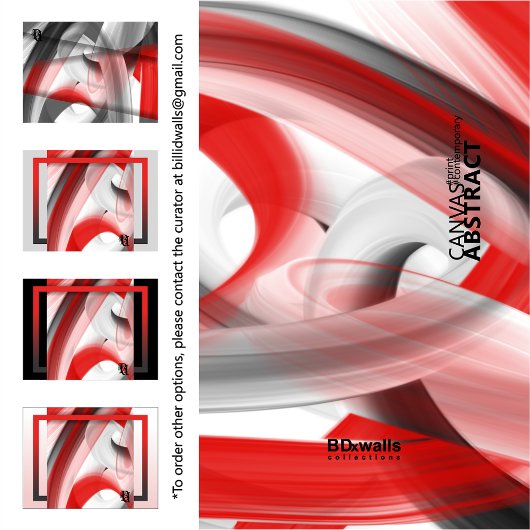 Red Black White Gray Abstract Canvas Afdruk