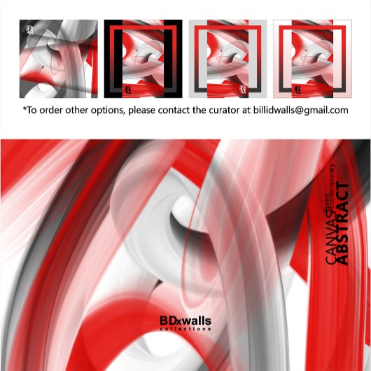 Red Black White Gray Abstract  Canvas Afdruk