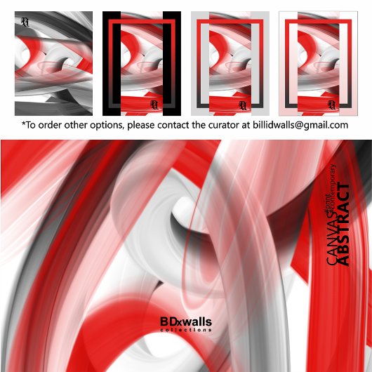 Red Black White Gray Abstract  Canvas Afdruk