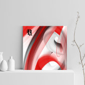 Red Black White Gray Abstract  Canvas Afdruk