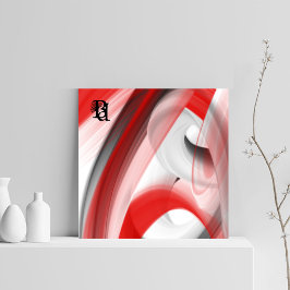 Red Black White Gray Abstract Canvas Afdruk