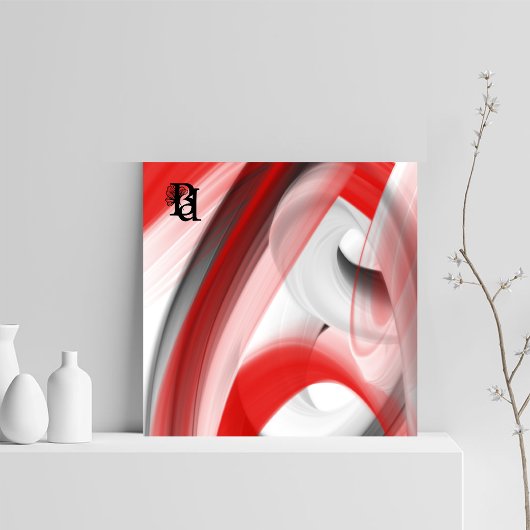 Red Black White Gray Abstract Canvas Afdruk