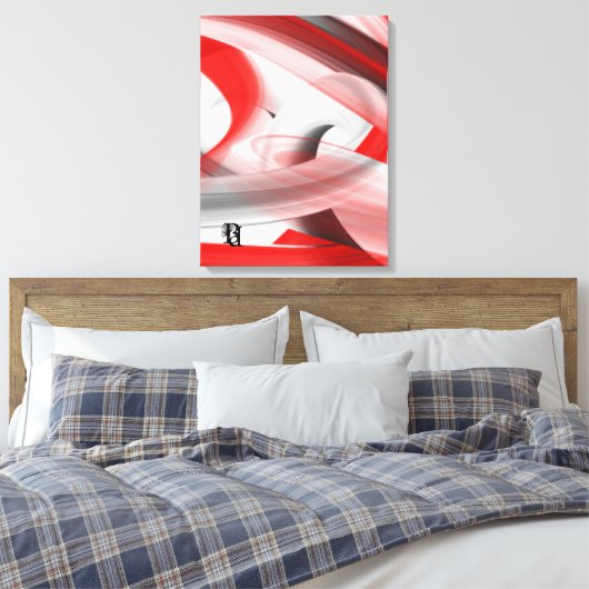 Red Black White Gray Abstract Canvas Afdruk (Insitu (Slaapkamer))
