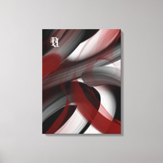 Red Black White Gray Abstract  Canvas Afdruk (Voorkant)