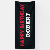 Red Black White Happy Birthday Child Name Banner (Verticaal)
