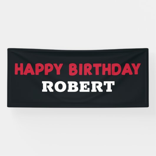 Red Black White Happy Birthday Child Name Banner (Horizontaal)