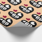 Red Black White Hearts 60th Birthday Custom V09B Cadeaupapier (Hoek)