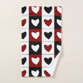 Red Black White Hearts Pattern Valentijnsdag Bad Handdoek (Handdoek)