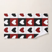Red Black White Hearts Pattern Valentijnsdag Bad Handdoek (Handdoek)