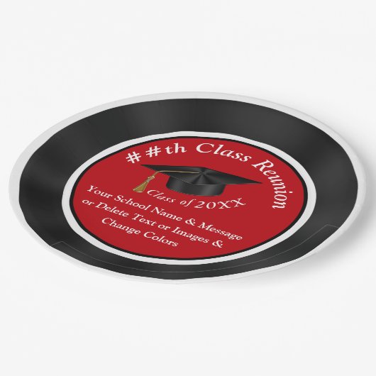 Red Black White High School Reunion Party Supply Papieren Bordje (Gekanteld)