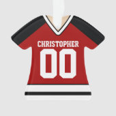 Red/Black/White Hockey Jersey Ornament (voorkant)
