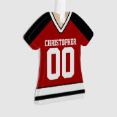 Red/Black/White Hockey Jersey Ornament (voorkant)