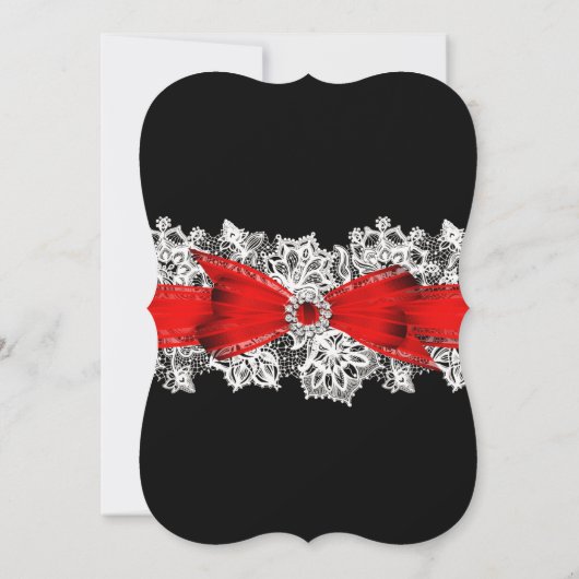 Red black white Lace Bow verjaardagsfeest Kaart (Achterkant)