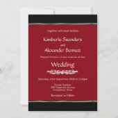 Red Black White met Gold Silver Stripe Wedding Kaart (Voorkant)