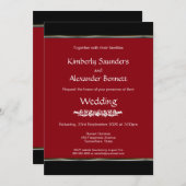 Red Black White met Gold Silver Stripe Wedding Kaart (Voorkant / Achterkant)