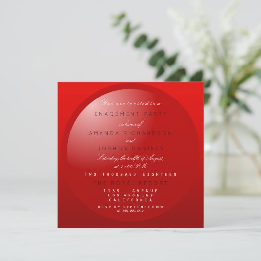 Red Black White MInimal Wedding Engagement Party Kaart (Staand voorkant)