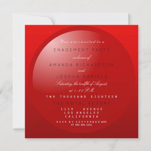 Red Black White MInimal Wedding Engagement Party Kaart (Voorkant)