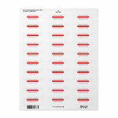 Red Black & White Minimalist Simple Plain Modern Etiket (Full Sheet)