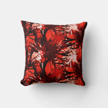 Red Black & White Modern Elegant Abstract Floral