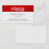 Red Black White Monogram Manager Visitekaartje (Voorkant / Achterkant)