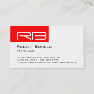 Red Black White Monogram Manager Visitekaartje