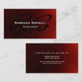Red Black White Monogram Manager Visitekaartje (Voorkant / Achterkant)