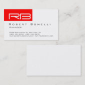 Red Black White Monogram Manager Visitekaartje (Voorkant / Achterkant)