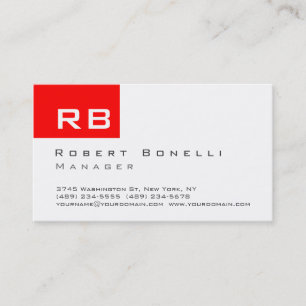 Red Black White Monogram Manager Visitekaartje
