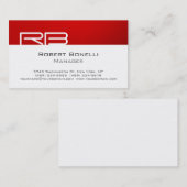Red Black White Monogram Manager Visitekaartje (Voorkant / Achterkant)