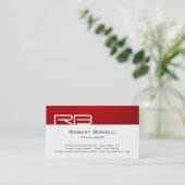 Red Black White Monogram Manager Visitekaartje (Staand voorkant)