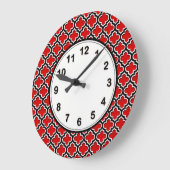 Red Black White Moroccan Quatrefoil Pattern #5DS Grote Klok (Hoek)