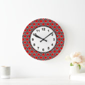 Red Black White Moroccan Quatrefoil Pattern #5DS Grote Klok (Huis)