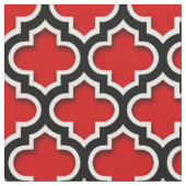 Red Black White Moroccan Quatrefoil Pattern #5DS Stof (Close Up)